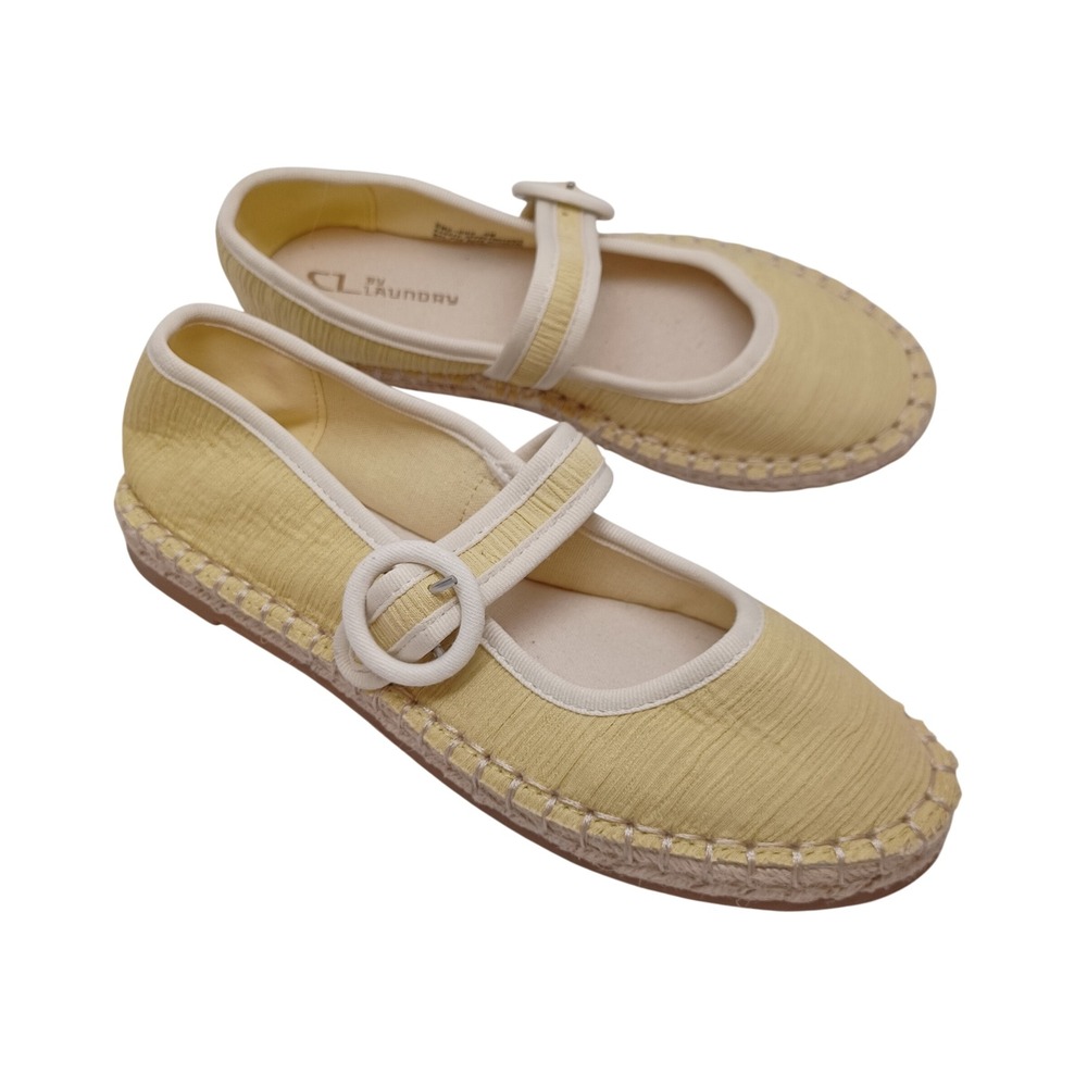 CL by Laundry Yellow Fabric Mary Jane Espadrille Flats EMS-002 Womens 6M